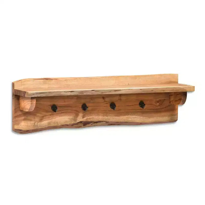 36" Haarnadel-Bank aus Massivholz mit Baumkante und Garderobenleiste, Natur - Alaterre Furniture