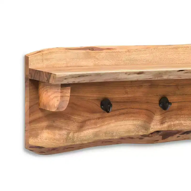 36" Haarnadel-Bank aus Massivholz mit Baumkante und Garderobenleiste, Natur - Alaterre Furniture