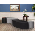 Travis Curved Ottoman Black - Regency: Leather Upholstered, Mid-Century Modern, No Assembly Required