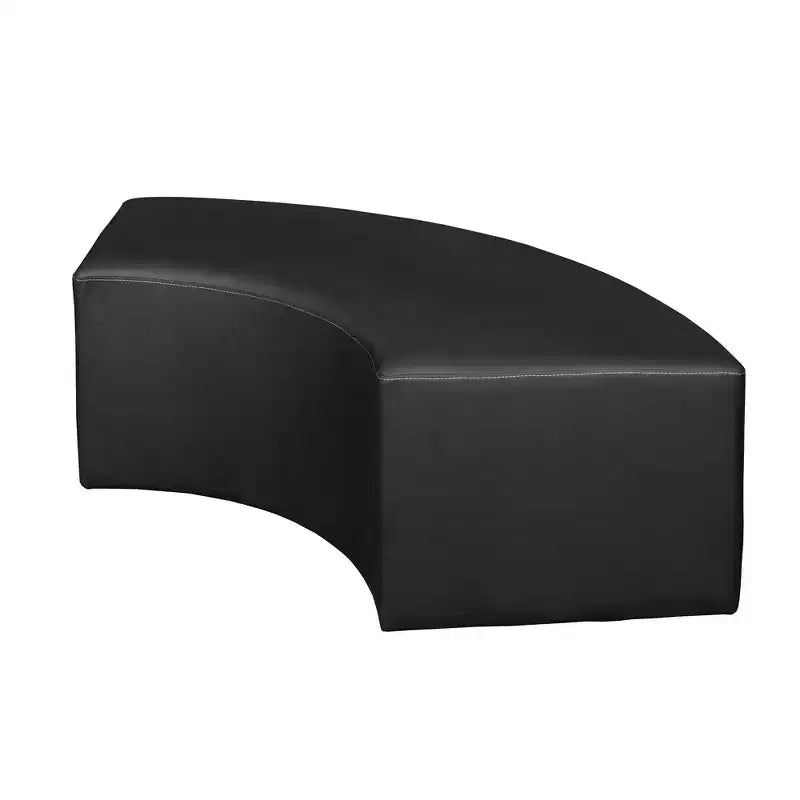 Travis Curved Ottoman Black - Regency: Lederbezogen, Mid-Century Modern, keine Montage erforderlich