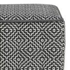 Laurene quadratischer Pouf aus gewebtem PET-Polyester Grau/Weiß – WyndenHall