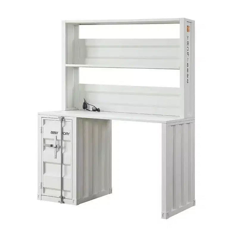 47" Cargo Desk White - Acme Furniture: L-Shaped Metal Frame, No Assembly, All Purpose Drawer