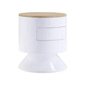 19" Otith Accent Table White High Gloss - Acme Furniture: Round, No Assembly, Metal Glides