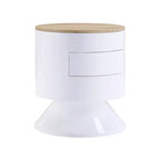 19" Otith Accent Table White High Gloss - Acme Furniture: Round, No Assembly, Metal Glides