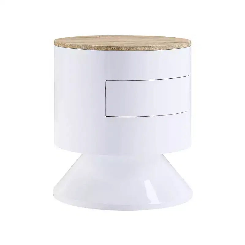 19" Otith Accent Table White High Gloss - Acme Furniture: Round, No Assembly, Metal Glides