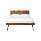 Queen Armand Bed Brown - Alder Bay: Midcentury Style, Platform Design, Wood Headboard, No Box Spring Needed