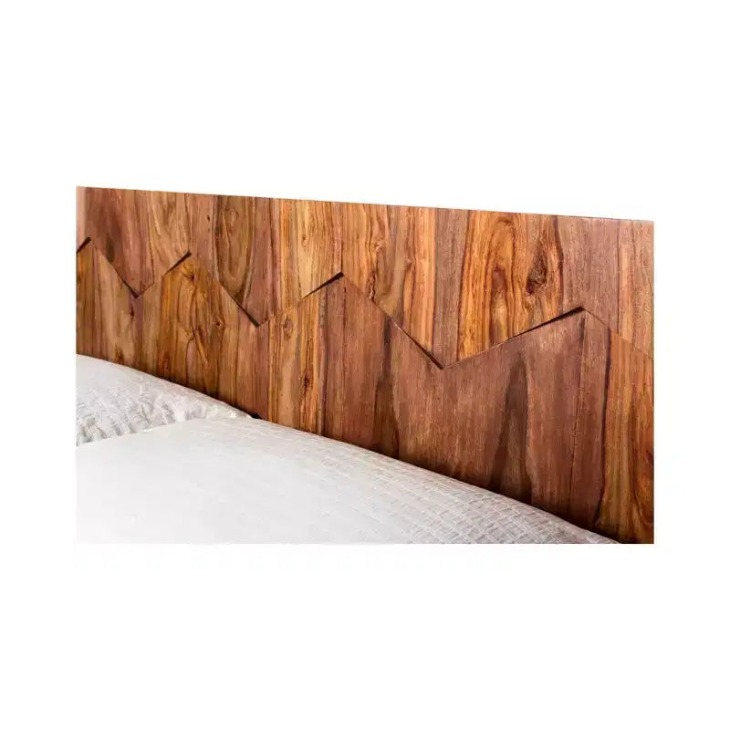Queen Armand Bett Braun - Erlenbucht: Mid-Century-Stil, Plattformdesign, Kopfteil aus Holz, kein Boxspringbett erforderlich