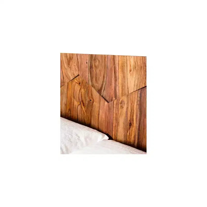 Queen Armand Bett Braun - Erlenbucht: Mid-Century-Stil, Plattformdesign, Kopfteil aus Holz, kein Boxspringbett erforderlich