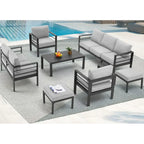 AECOJOY 7-teiliges Aluminium-Terrassenmöbel-Set Outdoor-Gesprächsgarnitur