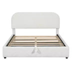 Gepolstertes Bett in Queensize-Größe mit Lift-Up-Stauraum – Weiß