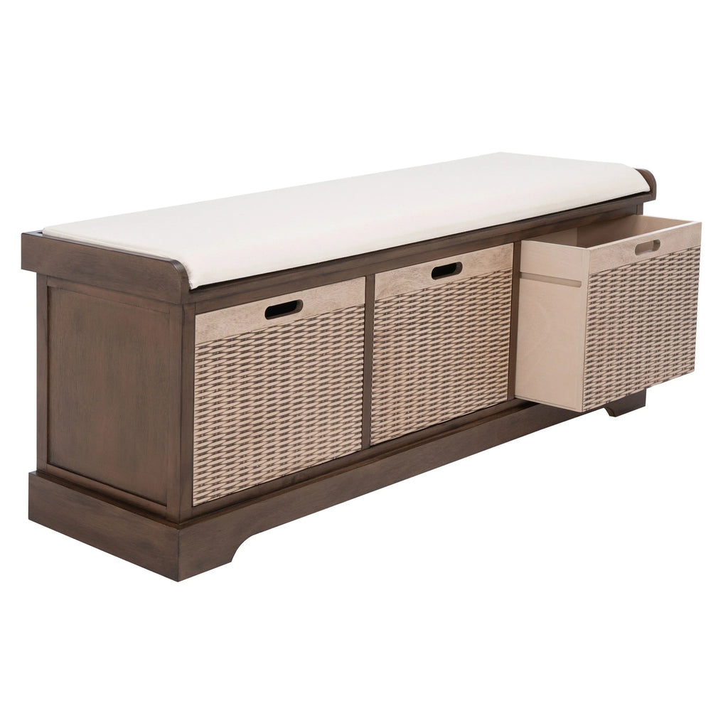 SAFAVIEH Fiorello 3-Schubladenbank mit Polsterung – 120 B x 38 T x 48 H cm – 120Bx38Tx48H