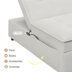 72.5 Leinen 4-in-1 3-Sitzer Schlafsofa mit 5-fach verstellbarer Rückenlehne und Aufbewahrungstasche