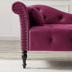 Moderne 60.6 Samt gepolsterte Knöpfe getuftete Chaiselongue mit Massivholzbeinen und Ziernägeln