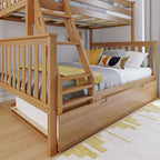 Max & Lily Massivholz Etagenbett, Twin über Full mit Ausziehbett und Leiter für Kinder