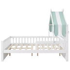 ModernLuxe Hausbett aus Holz für Zwillinge/Standardgröße mit Stauraum-Kopfteil, Kinderbettgestell aus massivem Kiefernholz mit Rausfallschutz