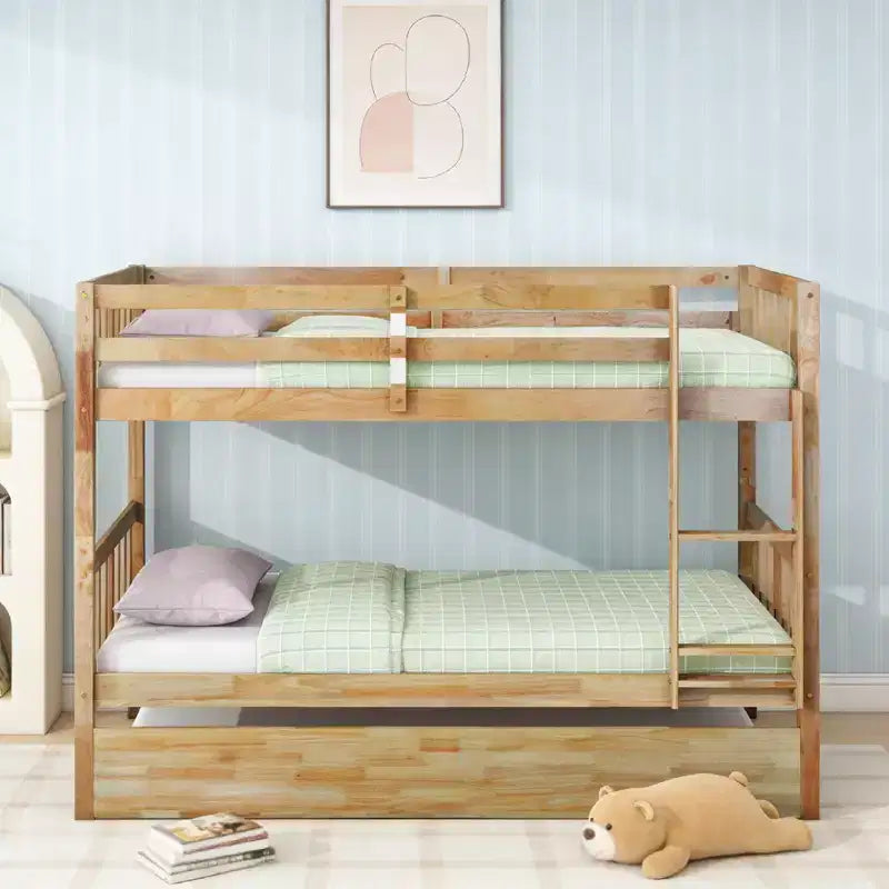 Modernes Etagenbett aus Holz, Liegefläche oben und unten, mit Ausziehbett, umwandelbar in 2 Betten