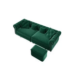 Whisen Velvet 3-in-1 Schlafsofa und wandelbares Schlafsofa im Kingsize-Format mit ausziehbarem Ottomane, getuftetem Design