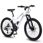 Okak 24/26 Zoll Mountainbike mit 21 Gängen und doppelten Scheibenbremsen, Kinderfahrrad mit 100mm Federgabel, Dirt Bike für Teenager und Frauen