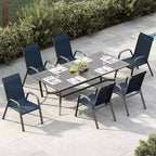 Terrassenstühle, stapelbare Outdoor-Esszimmerstühle, 4er-/6er-Set, wetterfeste, leichte Textilene-Outdoor-Stühle mit Armlehnen für Garten und Pool