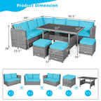 Costway 7-teiliges Terrassen-Essgruppe Rattan-Sofa Couch Ottomane – Details ansehen