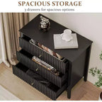 Heynemo Kommode mit 3 Schubladen, lackiert, 76 cm hoher Holz-Nachttisch mit Stauraum, breite moderne Kommode mit Kugelauszug