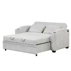 61.6 Modernes Chenille-Schlafsofa mit USB-Anschlüssen, Becherhaltern und verstellbarer Rückenlehne für Wohnzimmer, Apartment