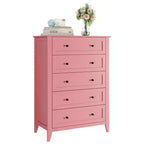 5-Schubladen-Kommode, 108 cm hoch, für das Schlafzimmer, Holzschrank mit 30 cm tiefen Schubladen und goldenen Metallgriffen, ideal für den Eingangsbereich oder Flur