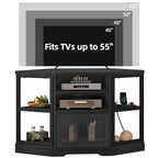Farmhouse Eck-TV-Ständer Unterhaltungscenter Medienkonsole für Fernseher bis 55 Zoll mit Steckdose