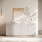 59 Modernes Spiral-Sideboard-Buffetschrank, flaches Kunst-Eingangs-Aufbewahrungsschrank mit 3D-Riffeltextur-Türen