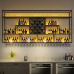 Rechteckiges Wand-Weinregal aus schwarzem Metall