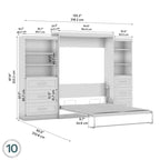 Schrankbett und zwei Regale mit Schubladen, 320 cm breites Wandbett