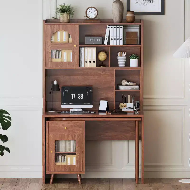 Okak Moderner Home-Office-Computertisch aus Holz mit Desktop/Stuhl & Regal, Jugend-Schüler-Schreibtisch mit Stauraum zum Lernen, Büro