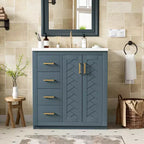 30 Zoll Einzelwaschtisch-Badschrank mit Unterschrank und 3 Schubladen – Schwarz / Blau / Grün / Indigo / Weiß