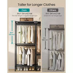 SONGMICS Kleiderständer, Schwerlast-Garderobenschrank-Organizer mit Kleiderstangen und Regalen, Gesamtbelastbarkeit 135 kg, einfache Montage, Tintenschwarz