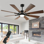 Deckenventilator mit Beleuchtung, Fernbedienung, groß, 8 Holzflügel