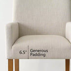 Set aus 6 gepolsterten Esszimmerstühlen mit Armlehnen, moderne Leinen-Sessel mit Holzbeinen, Akzentstühle für Esszimmer, Wohnzimmer - Panipeachy
