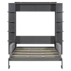 Whisen Modern Design Queen-Size Schrankbett mit Holzrahmen, Sofa und Regalen