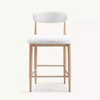 Bouclé Esszimmer-Barhocker ohne Armlehnen 4er-Set, mit Holzmaserung Metallbeinen für Küche, Wohnzimmer, Restaurant, Café – Morden Fort