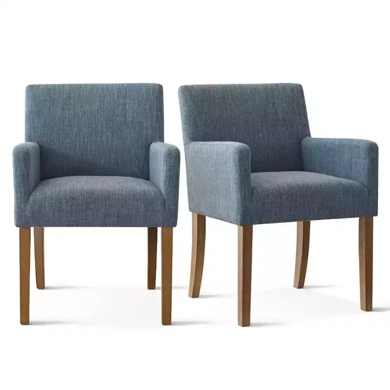 Set aus 6 gepolsterten Esszimmerstühlen mit Armlehnen, moderne Leinen-Sessel mit Holzbeinen, Akzentstühle für Esszimmer, Wohnzimmer - Panipeachy