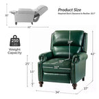 2er-Set Elisabete Modern Wingback Echtleder-Liegesessel mit Vintage-Nagelkopfleiste für Wohn- und Schlafzimmer | ART OF LIVING DESIGNS