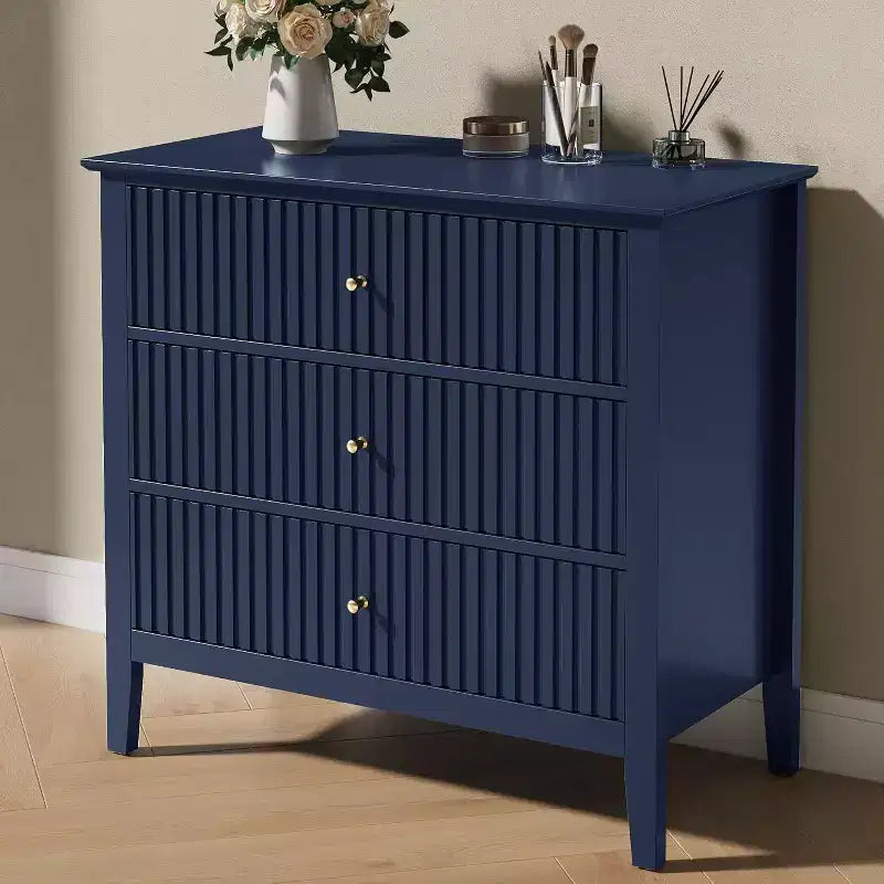 Heynemo Kommode mit 3 Schubladen, lackiert, 76 cm hoher Holz-Nachttisch mit Stauraum, breite moderne Kommode mit Kugelauszug