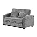 61.6 Modernes Chenille-Schlafsofa mit USB-Anschlüssen, Becherhaltern und verstellbarer Rückenlehne für Wohnzimmer, Apartment
