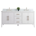 Vanity Art 72 Zoll Badezimmer-Waschtischunterschrank mit Doppelwaschbecken und Kunstmarmorplatte