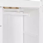 Etagenbett „Full-over-Full“ mit Kleiderschrank und Schubladen, platzsparendes Etagenbett aus Holz in voller Größe mit Rausfallschutz für Apartment, Schlafzimmer