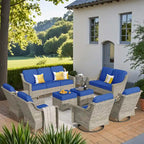 XIZZI 9-teiliges Gartenmöbel-Set mit drehbaren Stühlen für den Außenbereich