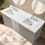 Vanity Art 72 Zoll Badezimmer-Waschtischunterschrank mit Doppelwaschbecken und Kunstmarmorplatte