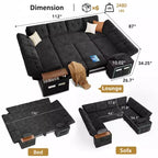 Dyonery 112 Modulares Schlafsofa mit Ausziehfunktion, U-förmiges Schnittsofa mit Stauraum, extra breite und tiefe Sitzflächen für das Wohnzimmer