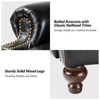 2er-Set Elisabete Modern Wingback Echtleder-Liegesessel mit Vintage-Nagelkopfleiste für Wohn- und Schlafzimmer | ART OF LIVING DESIGNS