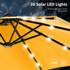MAISON ARTS 4,5 m rechteckiger Kurbel-Doppelseiten-Sonnenschirm für den Außenbereich, solarbetriebener LED-Terrassenschirm mit Sockel
