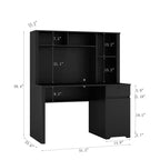 51.18 Zoll moderner Computertisch mit Aufsatz und Bücherregal, Schreibtisch mit viel Stauraum, Schreibtisch für Arbeitszimmer, Lesezimmer